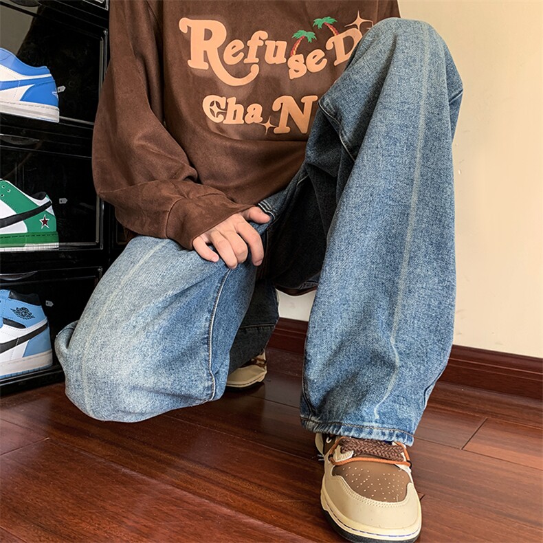 春季牛仔裤男宽松日系复古男裤子潮流男士哈伦裤N02211-P45,男装牛仔裤,星座308B-1