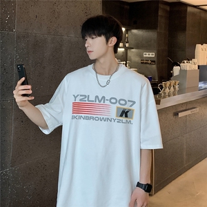 1港风条纹印花设计潮大码M-5XL短袖T恤男DT77779P18块特价控38图片
