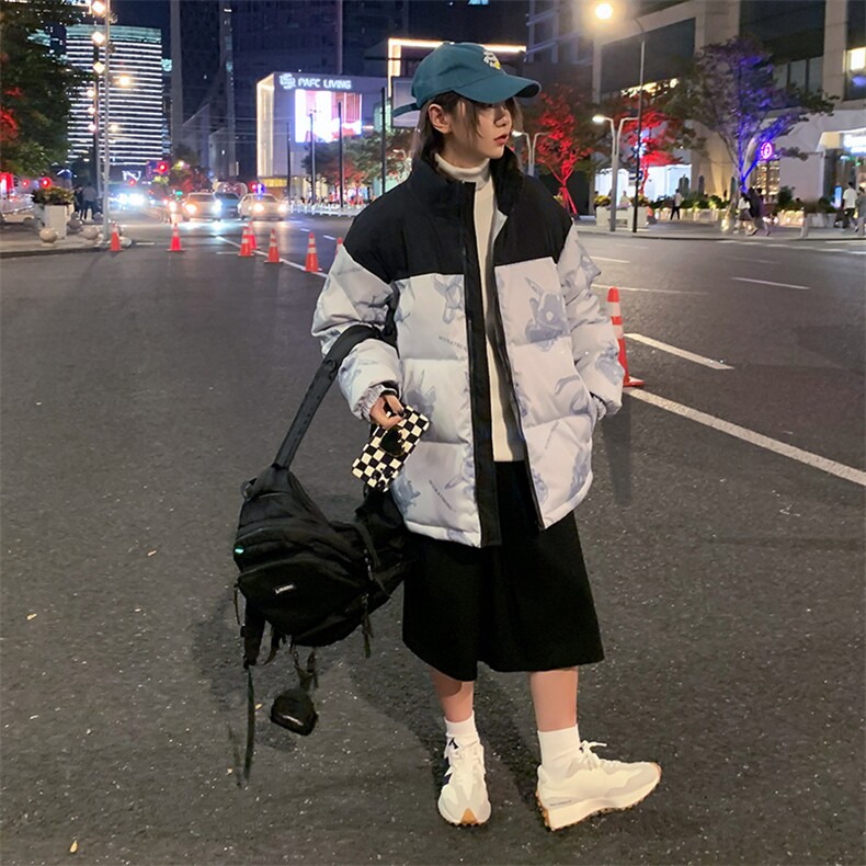 有版权立领印花拼色卡通得物情侣学生轻薄短款羽绒服控220,男装羽绒服,星座301D-4(原星座1004-4）
