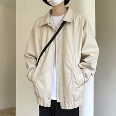 软皮衣服男士机车夹克翻领工装PU皮2025帅气短款JK2137-P80，男装夹克，星座210-1