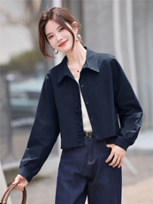 时尚翻领衬衫式薄款外套女2025秋季新款宽松百搭减龄花边拼接上衣，女装衬衫，丽影随形