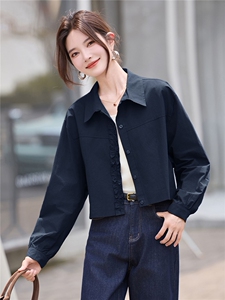 时尚翻领衬衫式薄款外套女2025秋季新款宽松百搭减龄花边拼接上衣图片