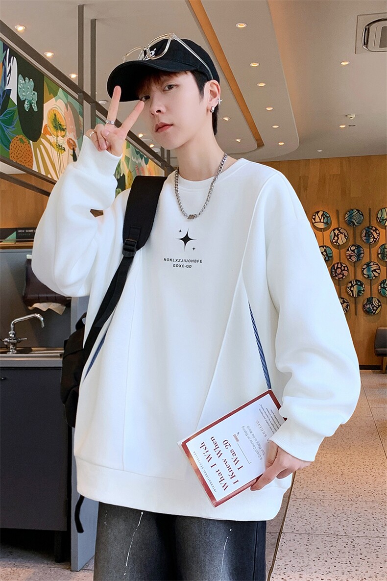 秋款潮流时尚男生长袖t恤印花衣服男港风圆领卫衣A436-212-P48,男装T恤,电商A436