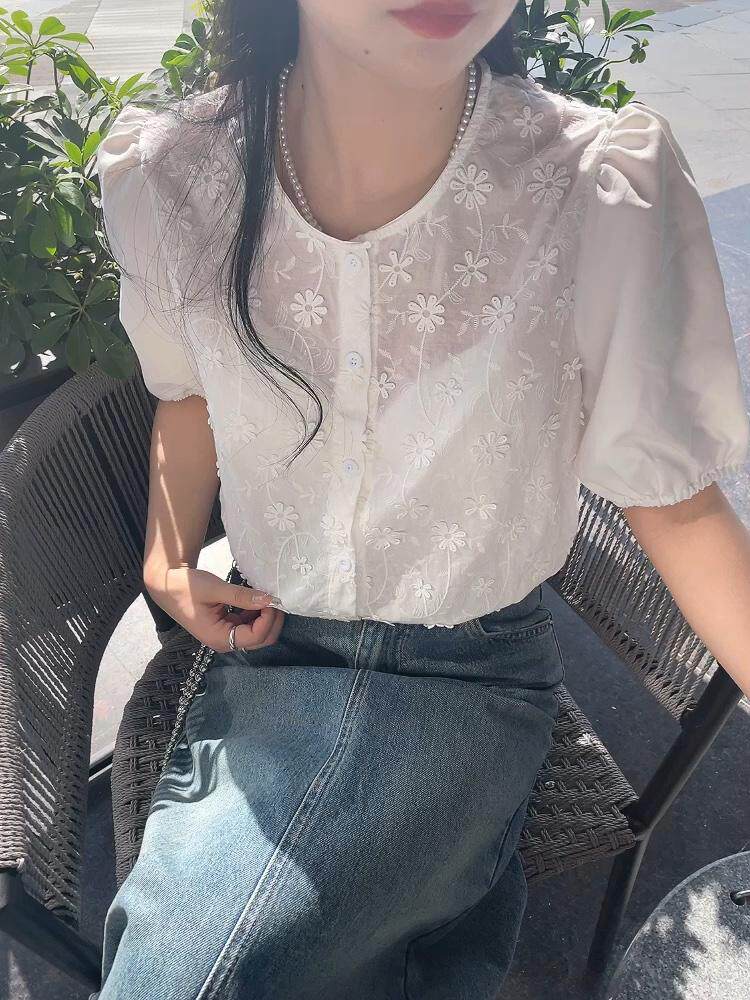 现货夏装新款短袖衬衫女韩版时尚大方，女装衬衫，泰靡(2F)