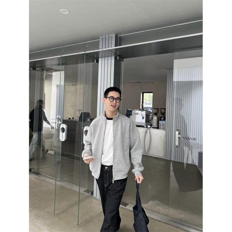 网图现货立领拉链开衫卫衣cleanfit男生外套纯秋wt31-特p58,女装短外套,电商C310