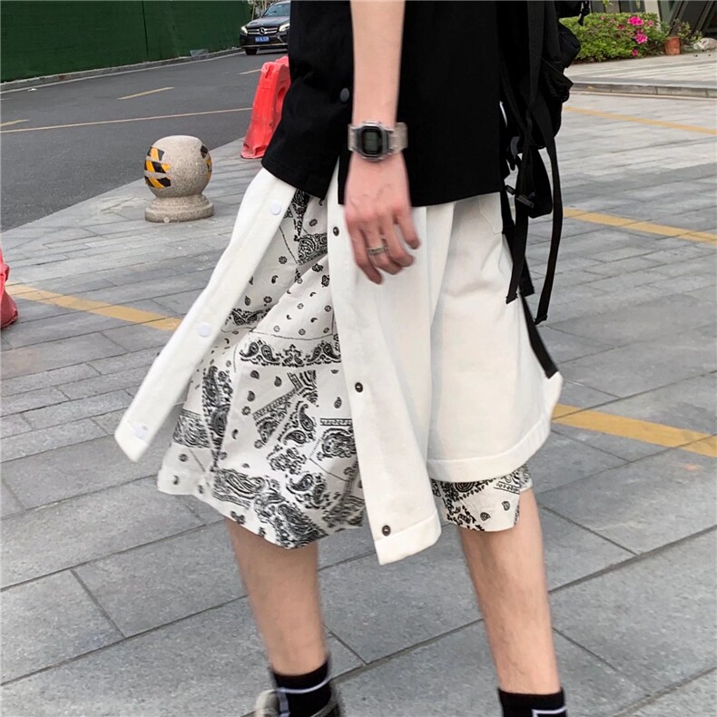 腰果花美式篮球短裤男潮牌ins夏季假两件P20,男装休闲裤,星座1116-2