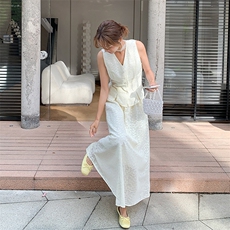 新品轻奢提花设计无袖小衫+半裙两件套2C2851820P175K258，女装半身裙，2C285