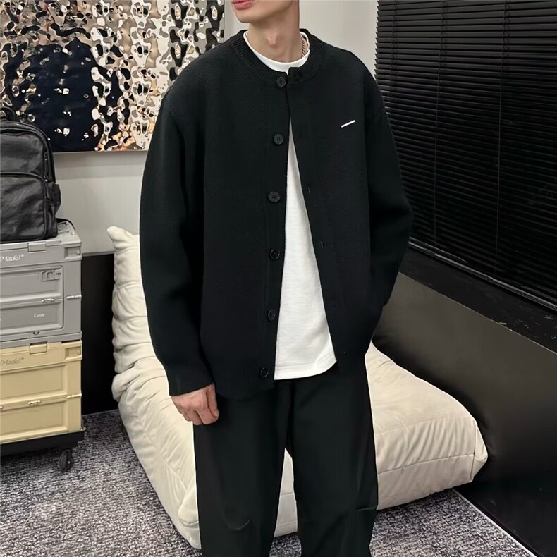 M811-P65圆领针织衫毛衣男秋季新款潮牌高级感宽松开衫外套,男装针织衫/毛衣,星座215-1