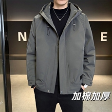 加棉加厚男士秋冬新款连帽青年简约休闲保暖夹克外套NM826-P110，男装夹克，星座310B-3