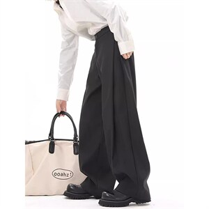 春秋美式高街休闲裤男女垂感阔腿西裤长裤纯色西装裤宽松直筒裤子，男装西服套装，电商A443