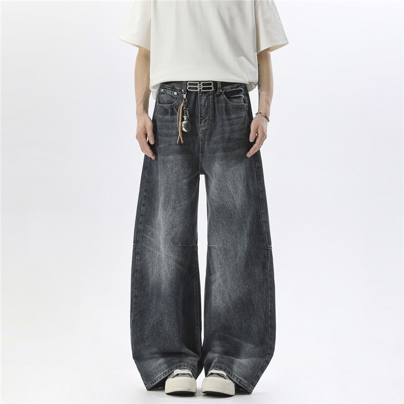 xz905-Z087#P65美式高街宽松阔腿牛仔裤，男装牛仔裤，星座905