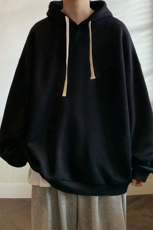 wassuphappy连帽卫衣男款春秋季潮牌复古慵懒风上衣情侣休闲外套，男装卫衣，电商A040