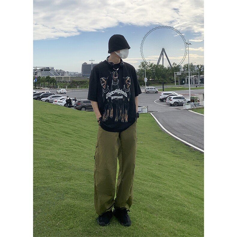 B221美式ins街头hiphop宽松工装休闲裤子LK23122-P65控88,男装休闲裤,电商B221