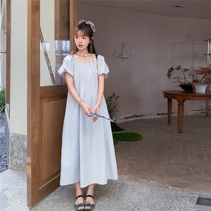氛围感法式泡泡袖连衣裙女夏2025新款米色独特漂亮气质感超火长裙图片