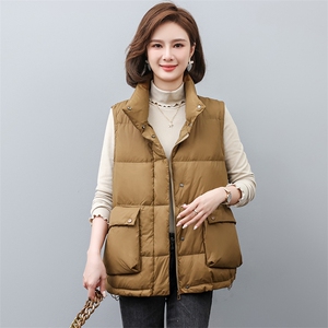 白鸭绒羽绒马甲女士立领大2023新款秋冬季坎肩中年妈妈装洋气马夹,女装大码女装,奕阳依阁