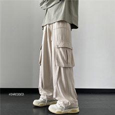 港风秋季新款飘带工装裤潮流设计宽松休闲裤B315-K23447-p65控88，男装休闲裤，电商B315