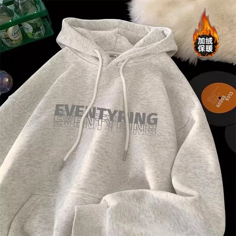 加绒加厚连帽卫衣男士美式卫衣秋冬内搭叠穿连帽卫衣青少年外套，男装夹克，星座1210-1