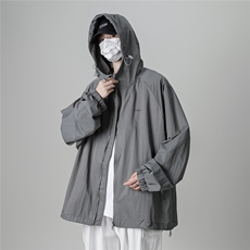 清凉防晒衣男外套多拉链宽松薄款工装户外连帽XZ212-1-QFS051-P38，男装防晒衣，星座212-1