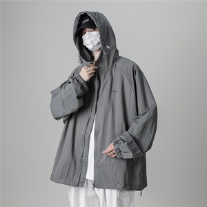 清凉防晒衣男外套多拉链宽松薄款工装户外连帽XZ212-1-QFS051-P38图片
