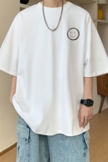 图案已注册夏季新款笑脸印花短袖T恤男潮宽松半袖打底衫D055/P25，男装T恤，电商B209