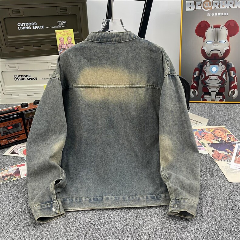 复古痞帅牛仔外套男士春秋季炸街水洗做旧宽松休闲夹克A040/P68,男装工装外套,星座506B
