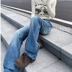 复古阔腿牛仔裤女低腰宽松直筒裤文艺高腰新款常规阔腿裤长裤百搭，男装牛仔裤，星座218-1（原230）
