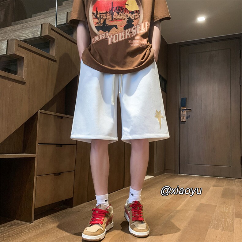 XZ616夏季新款麂皮绒印花下坠星星短裤休闲五分裤TY859P35控48,男装牛仔裤,星座512A（原616）