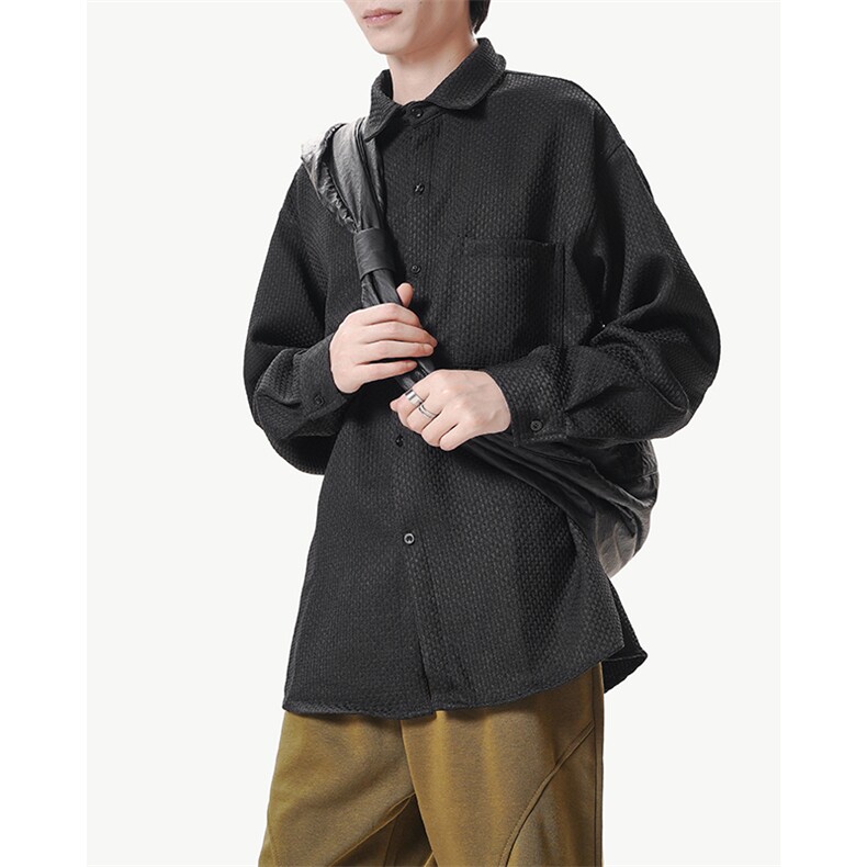CS043-P35后外工字摺男女通勤百搭秋季长袖衬衣，男装衬衫，电商A178