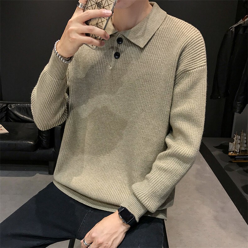 MY07衬衫领毛衣男厚款冬季加厚韩版潮流网红个性针织衫,男装针织衫/毛衣,电商D310（原电商305）