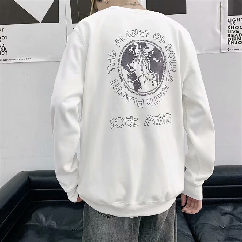 秋季卫衣男潮流ins港风潮印花百搭学生宽松上衣服W1263-P28,男装卫衣,星座512-4