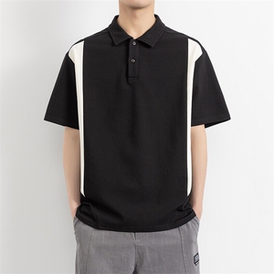 25070-特P60夏季休闲时尚T恤男短袖打底衫拼接翻领短袖polo衫男图片