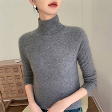 秋季新款纯色针织翻领套头上衣时尚百搭，女装针织衫/毛衣，思牵羊绒