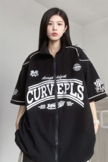 日系复古赛车服上衣休闲潮流棒球服拉链款短袖衬衫HY332TP45控69，男装衬衫，电商A102B