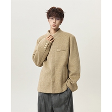 绵羊毛正肩合体毛呢西装夹克春秋立领中山装西服外套-JK001-P115，男装夹克，电商B289