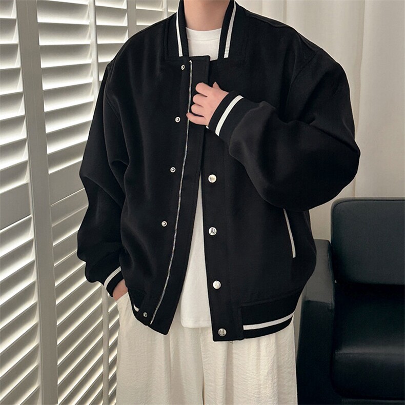 现货-春季呢子棒球服潮牌宽松时尚外套休闲呢子夹克-AJ23058-P115,男装夹克,电商A351