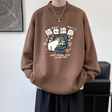 半高领毛衣男大码胖子针织衫毛线衣M18403-P45加绒款-P65，男装针织衫/毛衣，电商A040