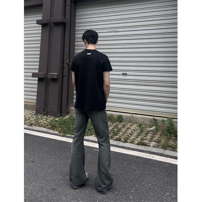 cleanfit巴家竹节牛仔裤高级感痞帅修身微喇叭裤,男装牛仔裤,星座310A-4