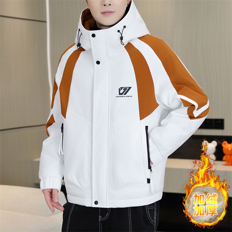 冬季男式加绒加厚连帽夹克男时尚潮流加厚棉衣男外套MY836-P73，男装夹克，星座310B