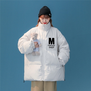 中性风22冬季新品简约M字母印花面包服立领棉衣MY2046P65控98图片