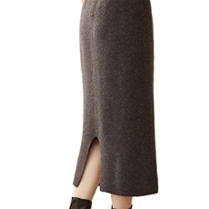 针织半身裙中长款纯色显瘦休闲2024年新款裙子女，女装半身裙，奥千羊绒