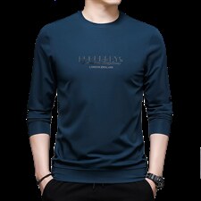 2023新款秋冬男士打底衫长袖印花T恤中年商务休闲时尚百搭男装，男装T恤，电商B212（原钱塘6029）