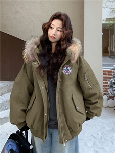 狐狸毛羽绒服女欧洲站2025冬新款加厚面包服潮服保暖派克服图片