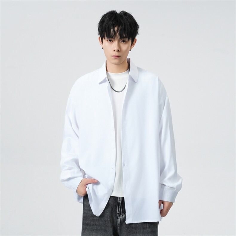 25年纯色长袖衬衫得物二开衬衣宽松现货DS-C323-1-2208-T批30,男装衬衫,电商C323-1