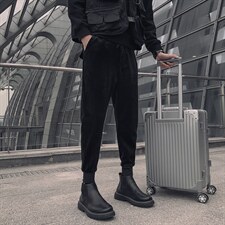 2025秋冬季新款纯色灯芯绒休闲裤男韩版潮流网红同款束脚裤，男装休闲裤，电商A327
