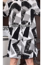 短袖衬衫男+短裤男潮流休闲套装男M-5XL大码TZ78704P50控98模特图，男装休闲套装，星座226-1