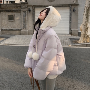 现货2025冬季新款25118-P305-K458可拆兔毛帽子紫色50羽绒服图片