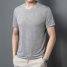 爸爸短袖t恤男免烫圆领宽松中老年人汗衫中年男士夏季上衣老头衫，男装T恤，电商B212（原钱塘6029）