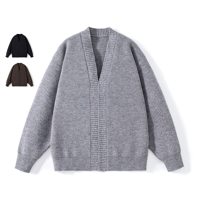 休闲宽松青年V领百搭保暖毛衣潮2025秋冬男士针织开衫外套，男装针织衫/毛衣，星座914