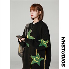 M6131/P70秋装中性风毛衣男女宽松大码针织衫学生潮外套毛线衣，男装针织衫/毛衣，电商A141