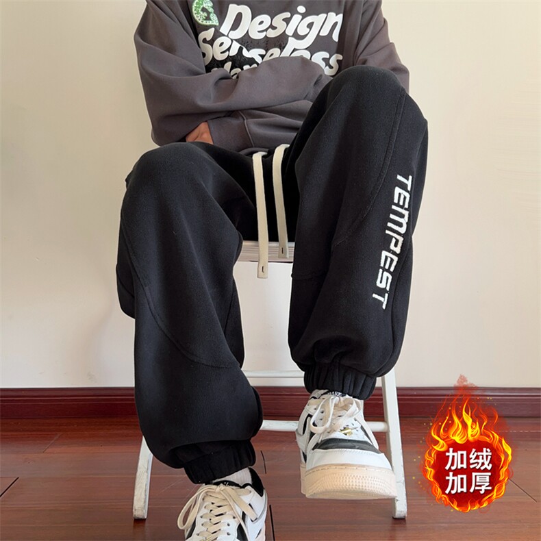 冬季加绒加厚刺绣双面奥利绒休闲裤男,男装休闲裤,电商B208